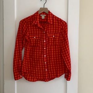 Orange and red Button down